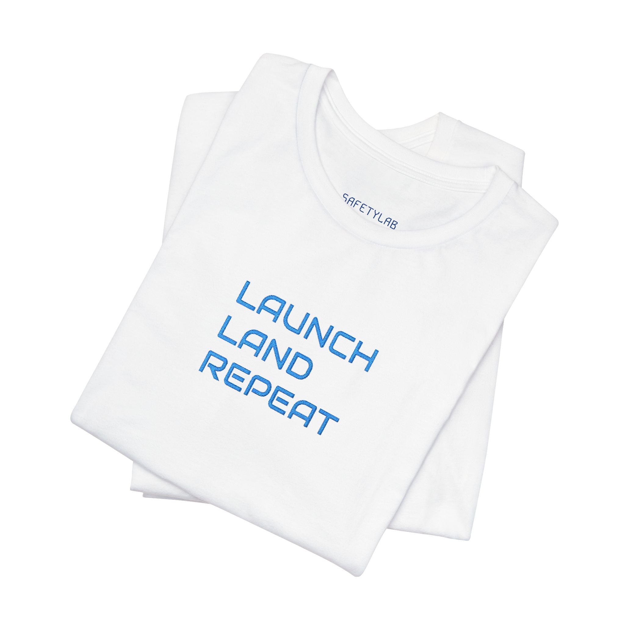 Launch Land Repeat Tee — Minimalist Space Flight Graphic T-Shirt