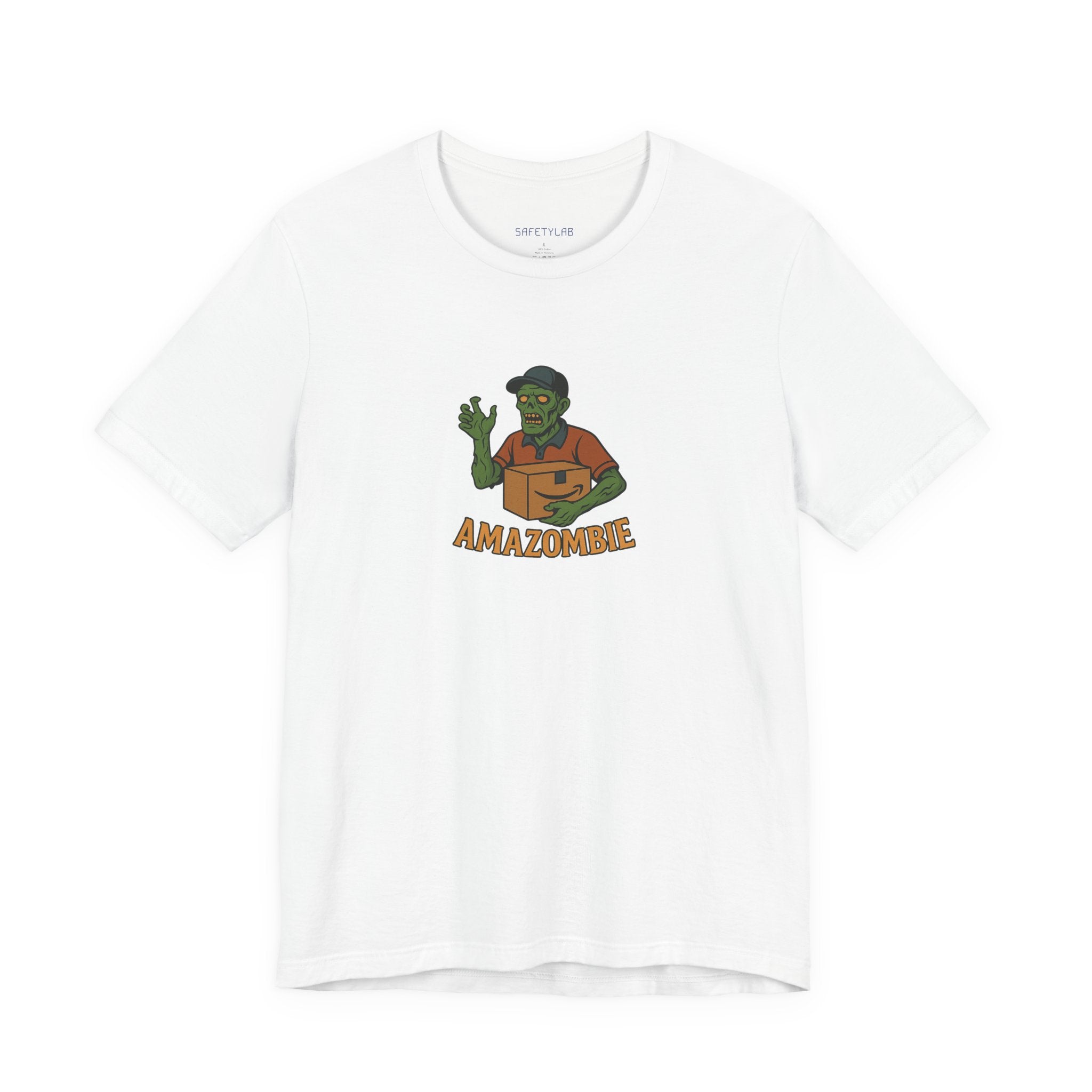 Amazombie Delivery Tee — Funny Zombie Mail Carrier Graphic T-Shirt