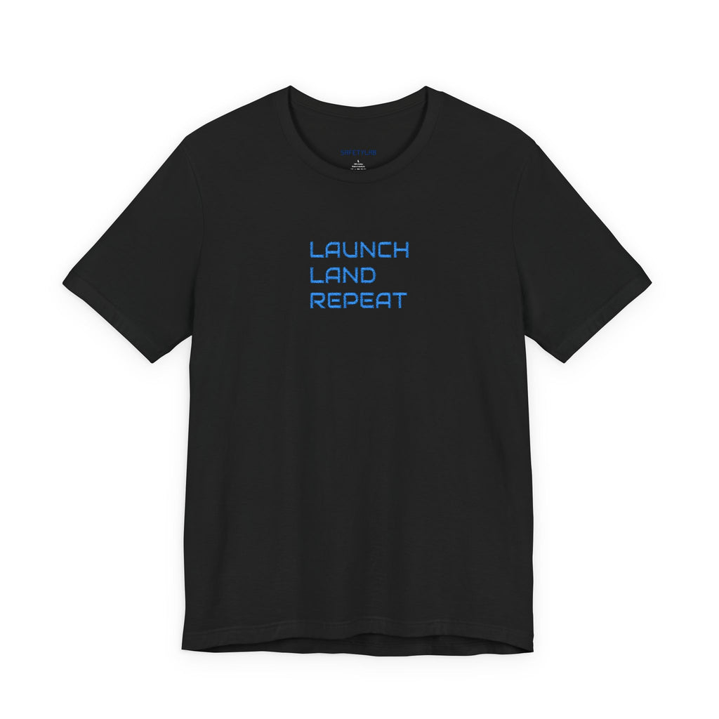 Launch Land Repeat Tee — Minimalist Space Flight Graphic T-Shirt
