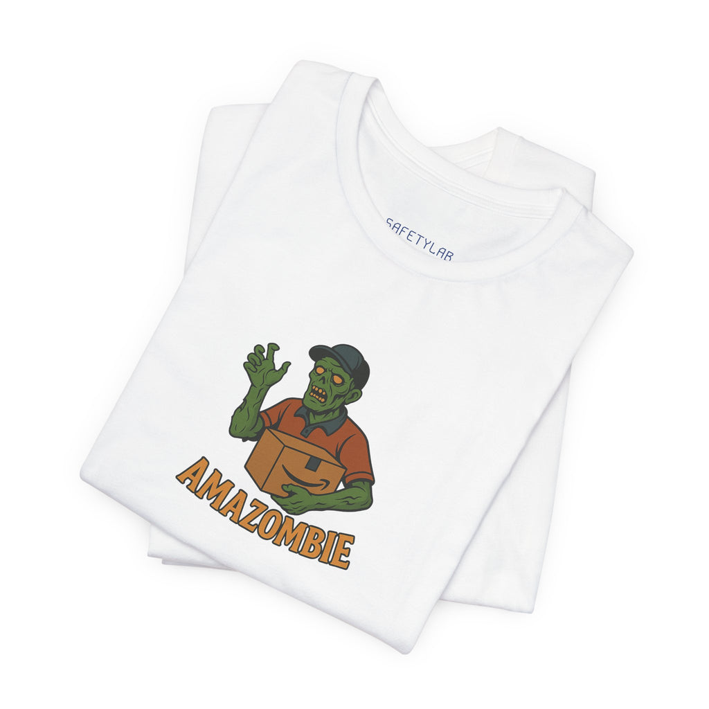 Amazombie Delivery Tee — Funny Zombie Mail Carrier Graphic T-Shirt