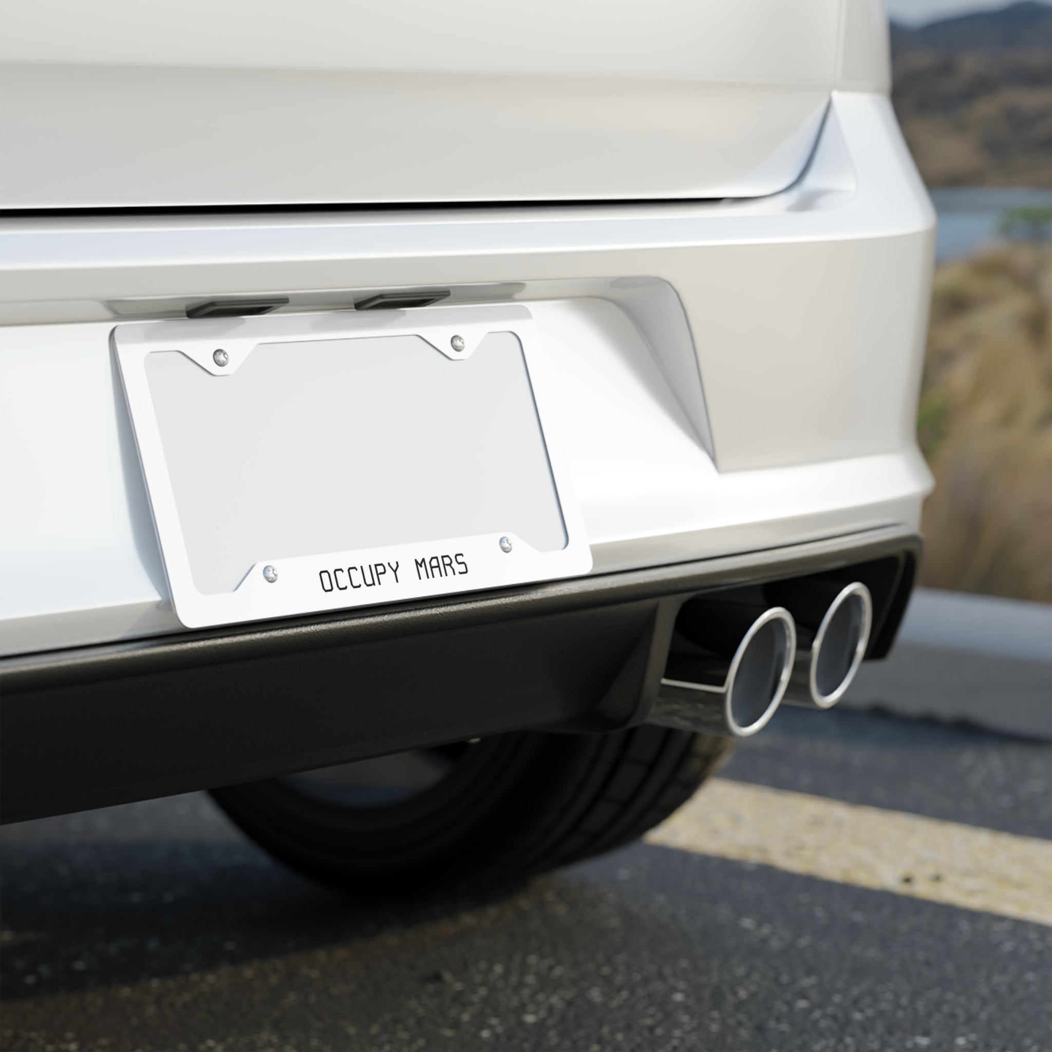 Metal License Plate Frame — “Occupy Mars” Stainless Steel Car Plate Frame