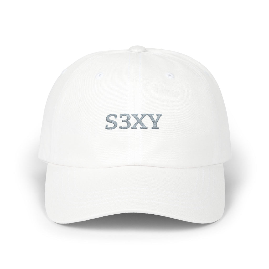 S3XY Embroidered Dad Cap — White Classic Baseball Hat