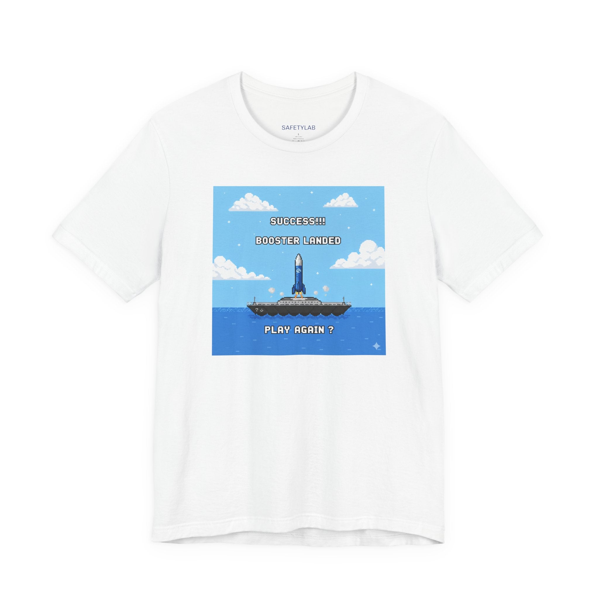 Successful Booster Launch: Play Again' Retro Pixel Rocket Tee