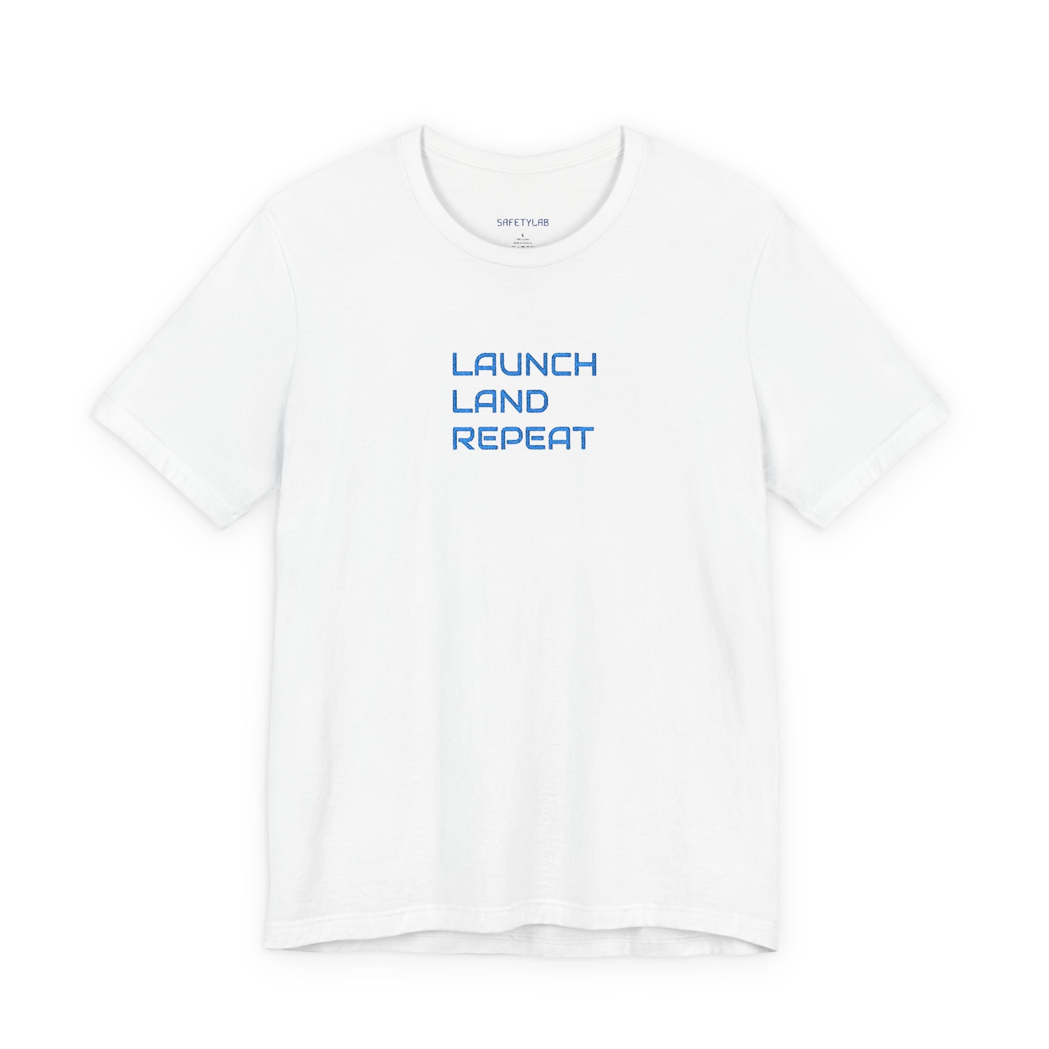 Launch Land Repeat Tee — Minimalist Space Flight Graphic T-Shirt