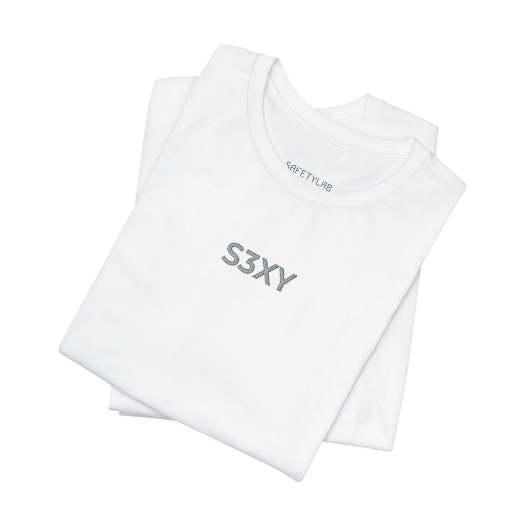 S3XY Minimalist Graphic Tee — Small Chest Text T‑Shirt