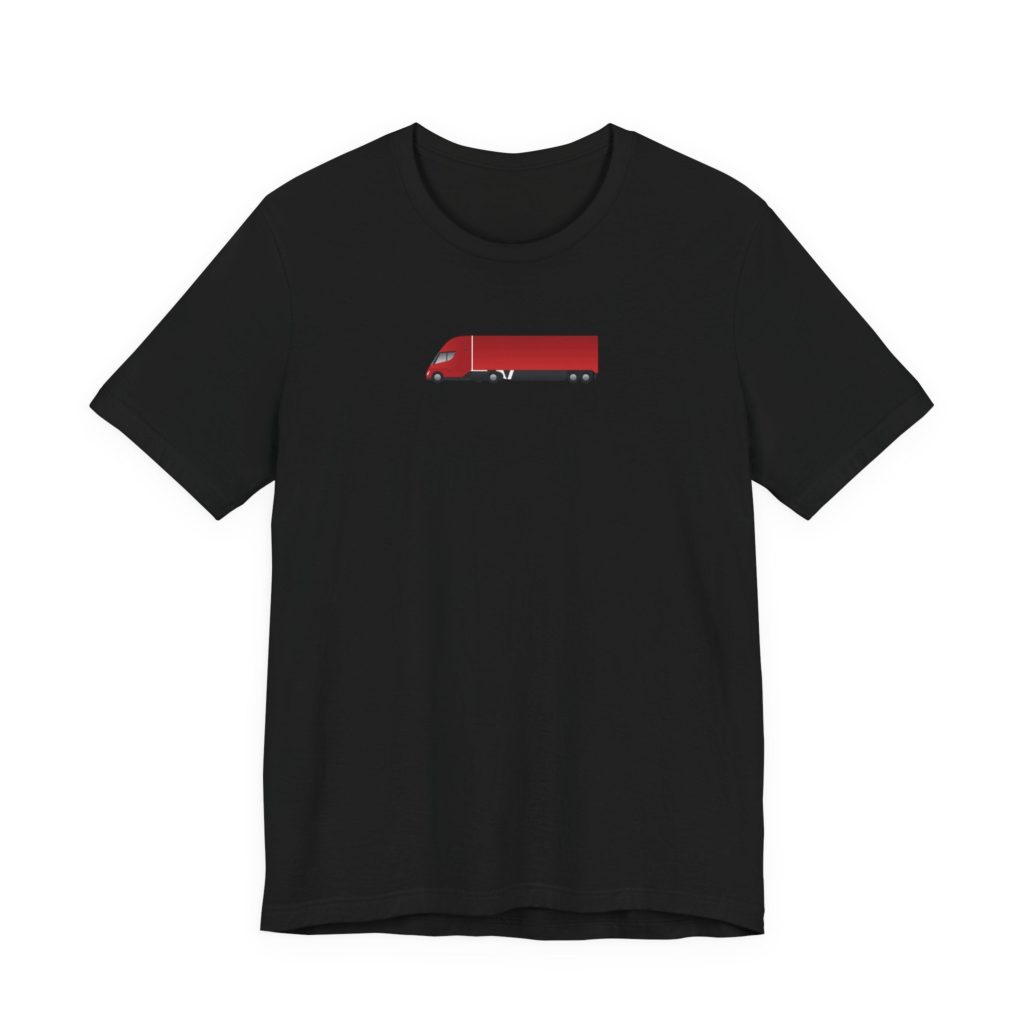 Tesla Semi Truck Graphic T-Shirt — Minimal Red Semi Truck Tee for Truckers & Transport Fans