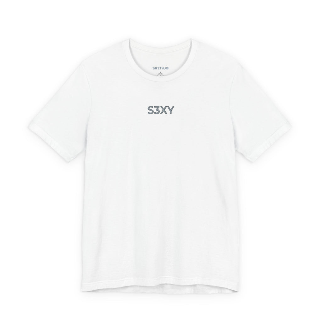 S3XY Minimalist Graphic Tee — Small Chest Text T‑Shirt