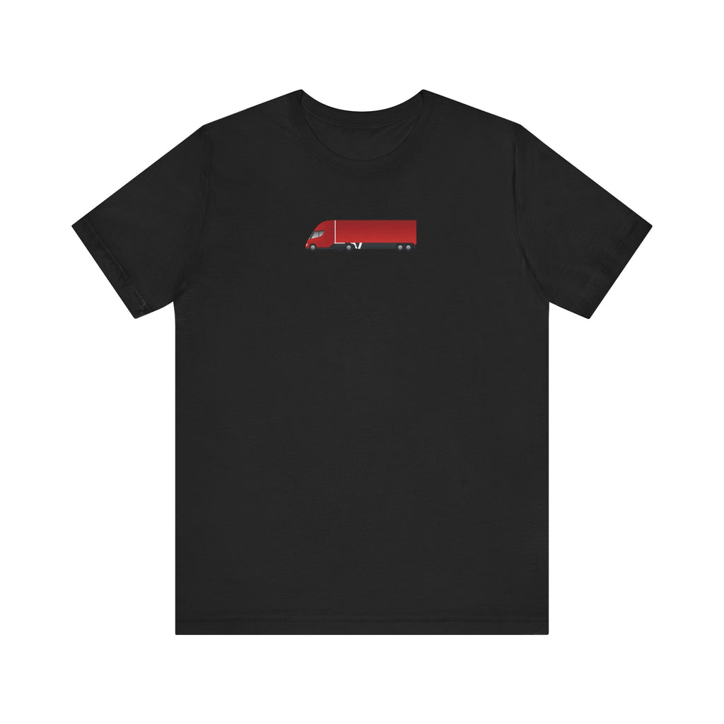Tesla Semi Truck Graphic T-Shirt — Minimal Red Semi Truck Tee for Truckers & Transport Fans