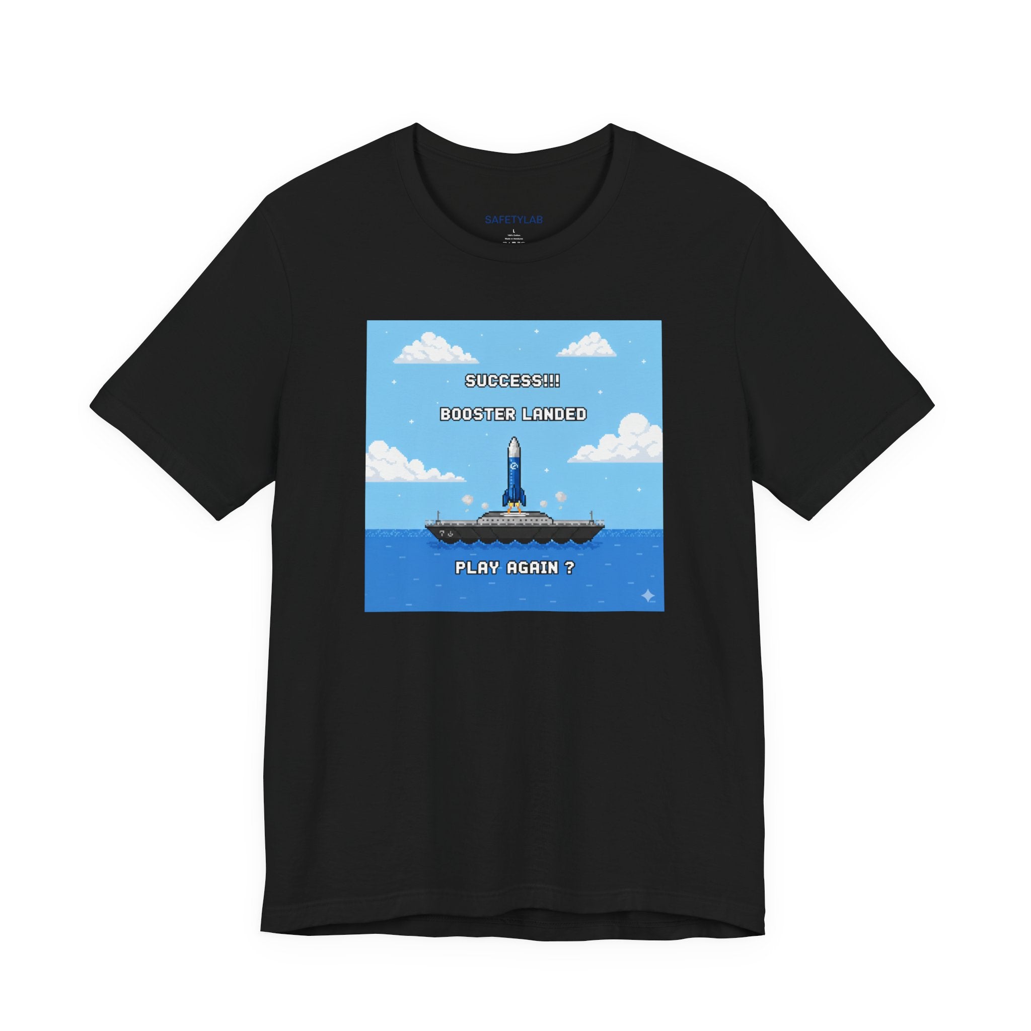 Successful Booster Launch: Play Again' Retro Pixel Rocket Tee