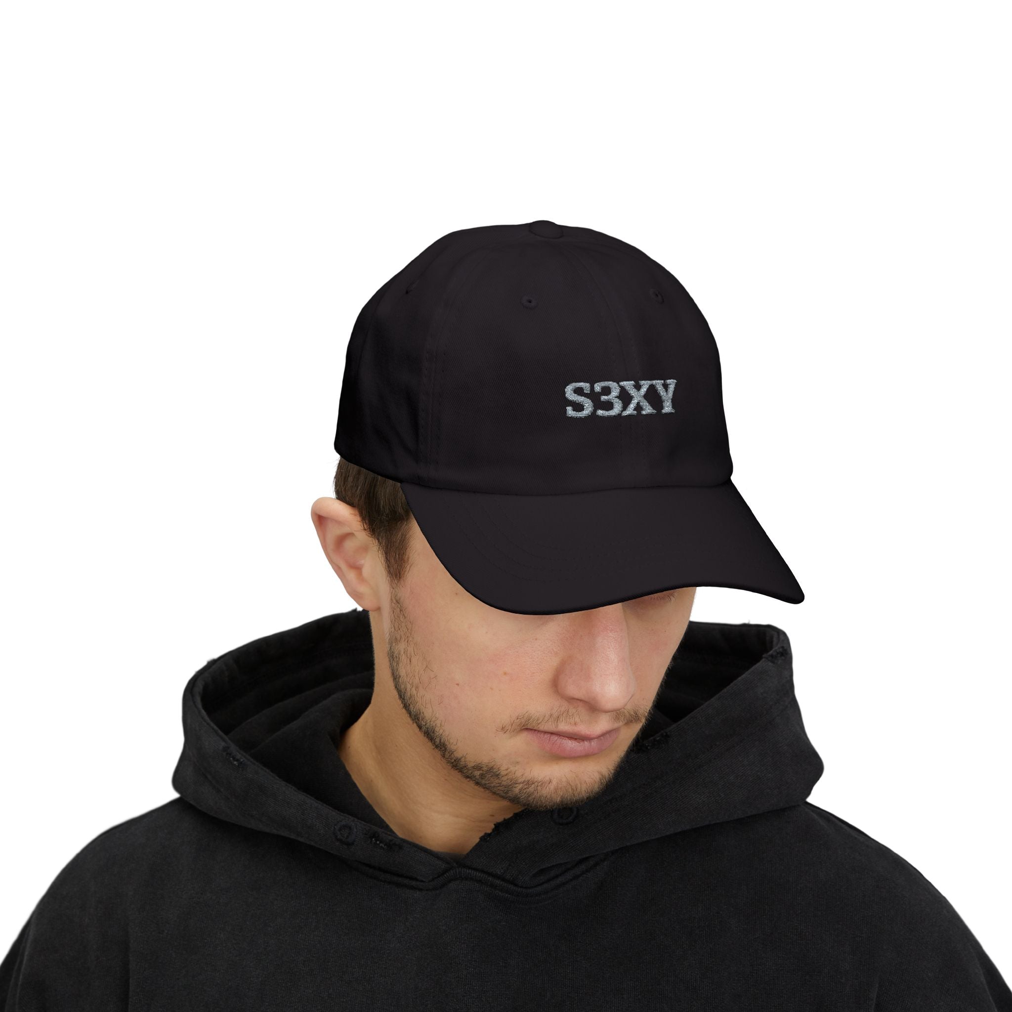 S3XY Embroidered Dad Cap — White Classic Baseball Hat