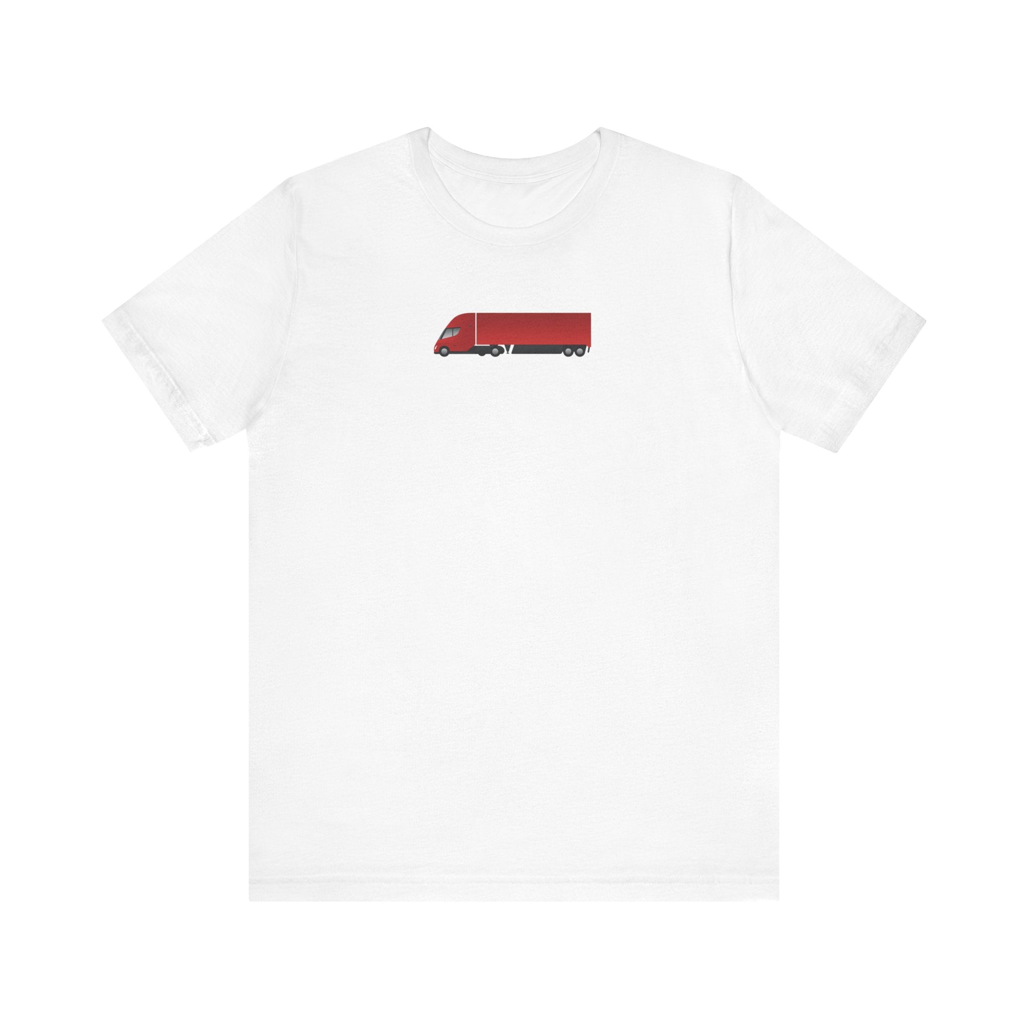 Tesla Semi Truck Graphic T-Shirt — Minimal Red Semi Truck Tee for Truckers & Transport Fans