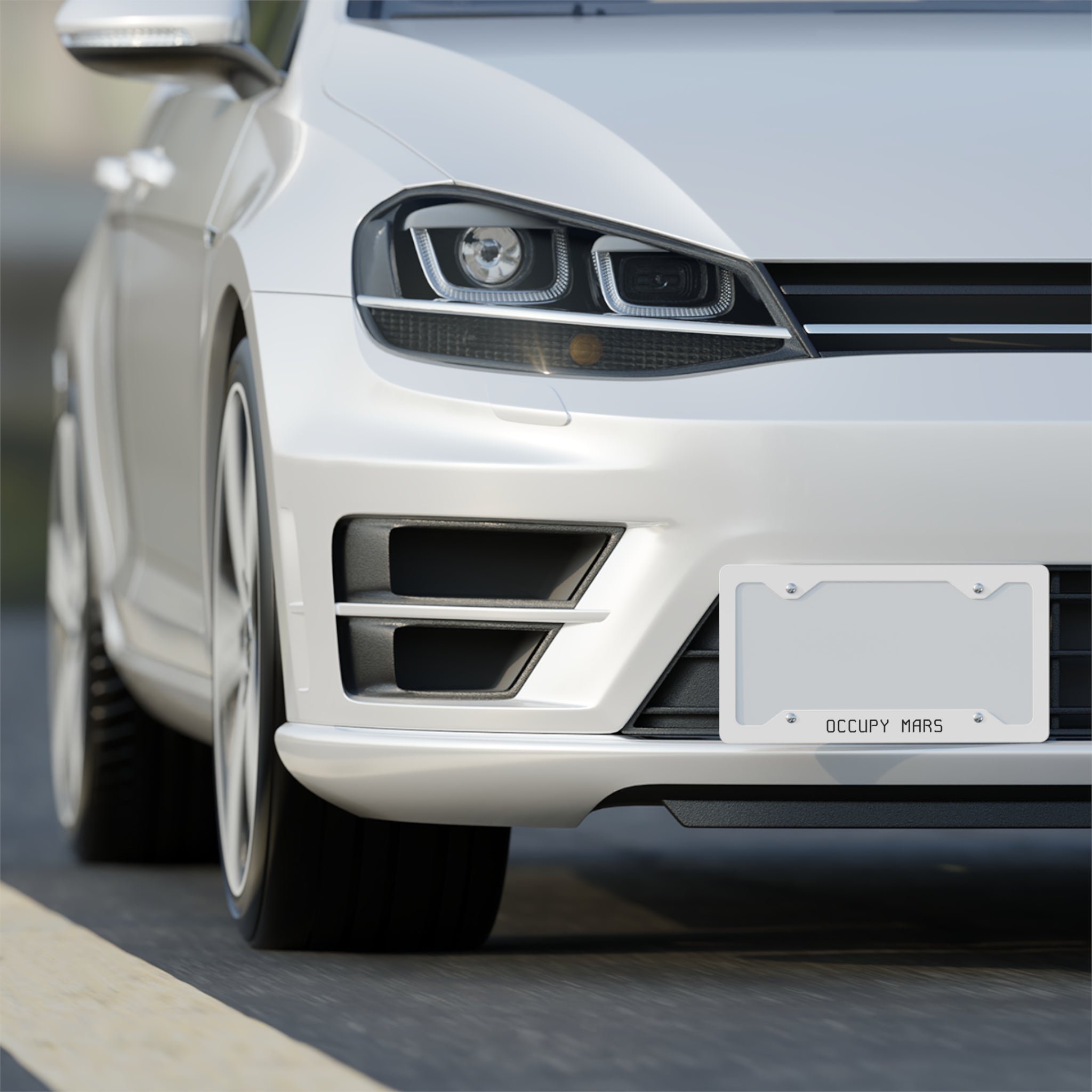 Metal License Plate Frame — “Occupy Mars” Stainless Steel Car Plate Frame