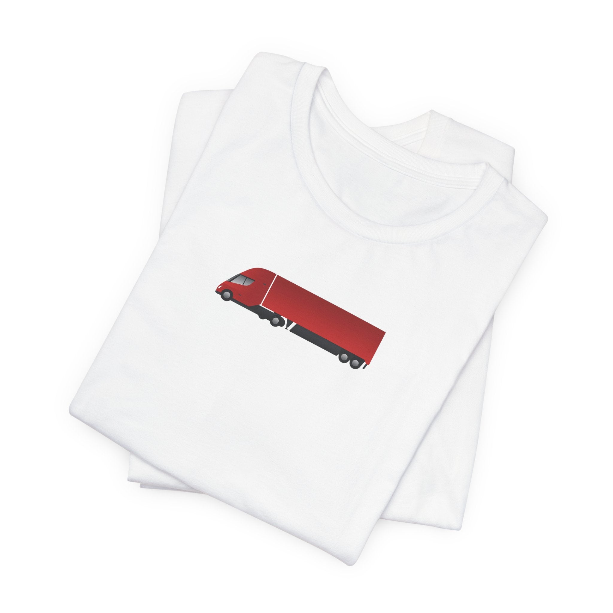 Tesla Semi Truck Graphic T-Shirt — Minimal Red Semi Truck Tee for Truckers & Transport Fans