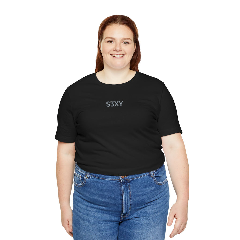 S3XY Minimalist Graphic Tee — Small Chest Text T‑Shirt