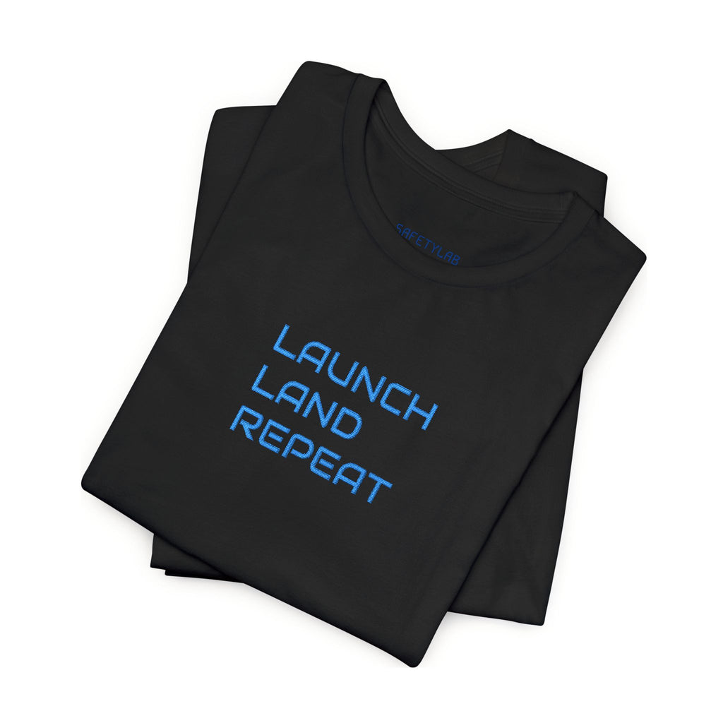 Launch Land Repeat Tee — Minimalist Space Flight Graphic T-Shirt