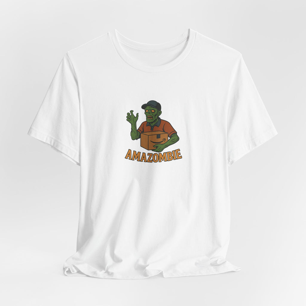 Amazombie Delivery Tee — Funny Zombie Mail Carrier Graphic T-Shirt