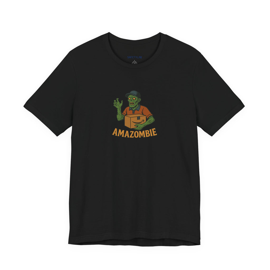 Amazombie Delivery Tee — Funny Zombie Mail Carrier Graphic T-Shirt