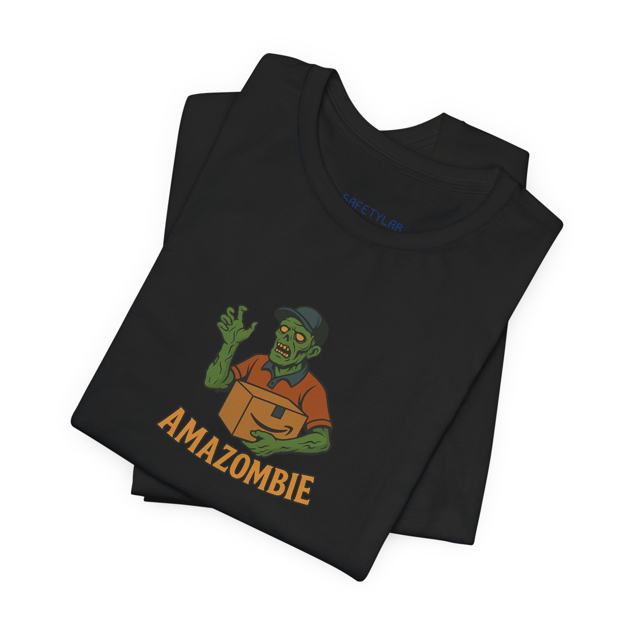 Amazombie Delivery Tee — Funny Zombie Mail Carrier Graphic T-Shirt